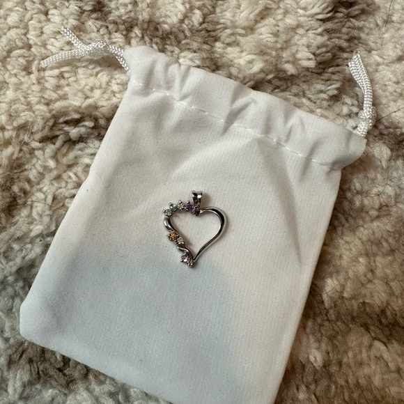 Silver heart charm with gems - Picture 2 of 3